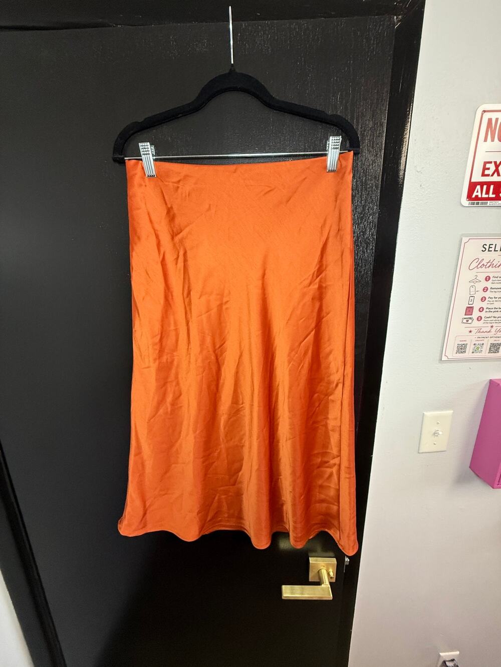 Rachel Zoe Satin Midi Slip Skirt Size 4 Rust Burnt Orange Bias Cut